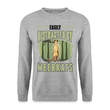 Easily distracted by Meerkat - Unisex Pullover - Weißgrau meliert - Vorne - Alina (178cm) & Michal (187cm)