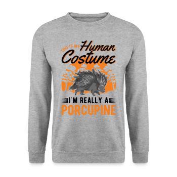 Porcupine Costume Humain Halloween - Sweat-shirt Unisexe - gris chiné - Devant - Alina (178cm) & Michal (187cm)