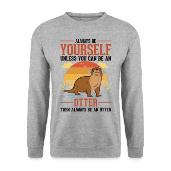 Loutre Cadeau Loutre Loutre Loutre Loutre de mer - Sweat-shirt Unisexe - gris chiné - Devant - Alina (178cm) & Michal (187cm)