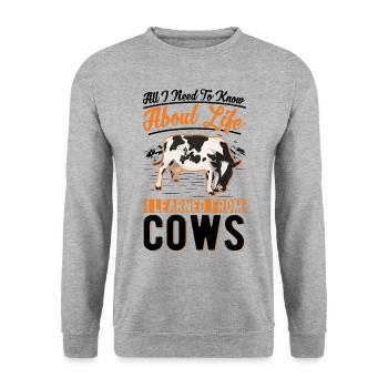 Cow Gift Cattle Breeder Farmer - Unisex Sweatshirt - salt & pepper - Front - Alina (178cm) & Michal (187cm)