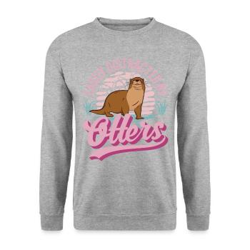 Facilement distrait par les loutres Loutre Loutre Loutre Loutre - Sweat-shirt Unisexe - gris chiné - Devant - Alina (178cm) & Michal (187cm)