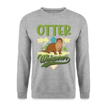 Otter Flüsterer Fischotter Geschenk Seeotter - Unisex Pullover - Weißgrau meliert - Vorne - Alina (178cm) & Michal (187cm)