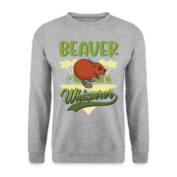 Beaver Whispering Beaver Dam - Unisex Sweatshirt - salt & pepper - Front - Alina (178cm) & Michal (187cm)