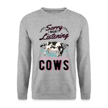 Kuh Landwirt Rinderzüchter Bauer Kühe - Unisex Pullover - Weißgrau meliert - Vorne - Alina (178cm) & Michal (187cm)