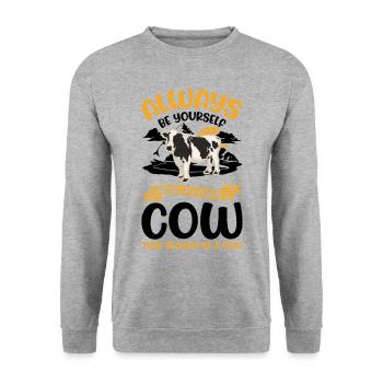 Cow Gift Farmer Cattle Breeder Cows - Unisex Sweatshirt - salt & pepper - Front - Alina (178cm) & Michal (187cm)