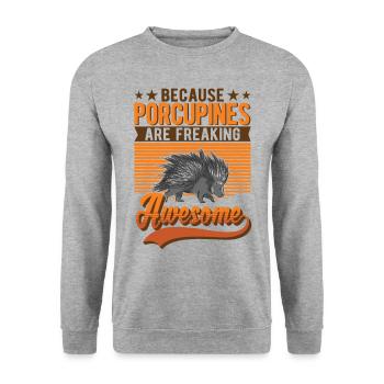 Porcupine Gift Porcupine - Unisex Sweatshirt - salt & pepper - Front - Alina (178cm) & Michal (187cm)