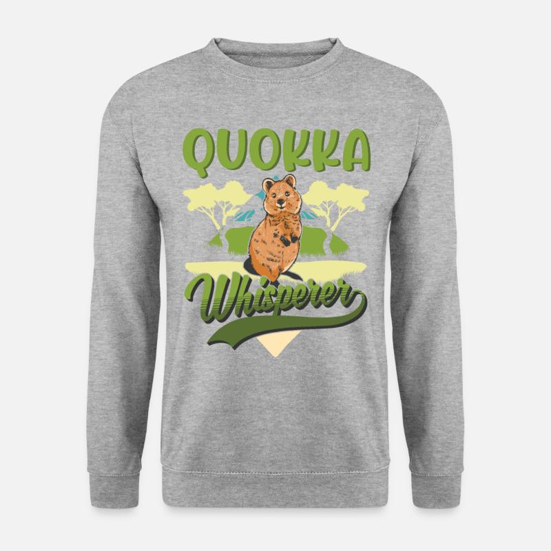 Quokka Flüsterer Kurzschwanzkänguru - Unisex Pullover - Weißgrau meliert