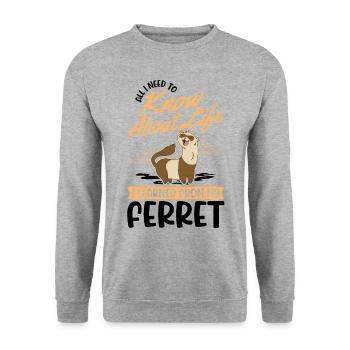Frettchen Spruch Ferret - Unisex Pullover - Weißgrau meliert - Vorne - Alina (178cm) & Michal (187cm)