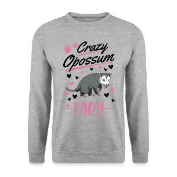 Opossum fou Femme Marsupial de l’opossum - Sweat-shirt Unisexe - gris chiné - Devant - Alina (178cm) & Michal (187cm)