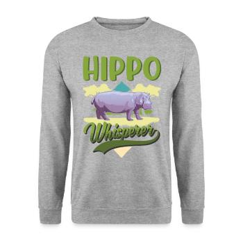Hippo Whisperer Hippo Hippo - Sweat-shirt Unisexe - gris chiné - Devant - Alina (178cm) & Michal (187cm)