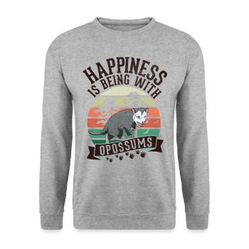 Opossum Lucky Marsupial Possum - Sweat-shirt Unisexe - gris chiné - Devant - Alina (178cm) & Michal (187cm)