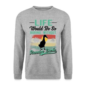 Indian Running Duck Gift Running Duck - Unisex Sweatshirt - salt & pepper - Front - Alina (178cm) & Michal (187cm)