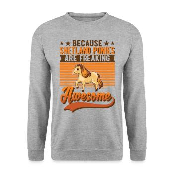 Because Shetland Ponies are freaking awesome - Unisex Pullover - Weißgrau meliert - Vorne - Alina (178cm) & Michal (187cm)