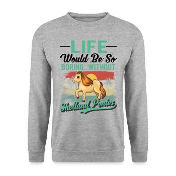 Shetland Pony Gift Shetty - Unisex Sweatshirt - salt & pepper - Front - Alina (178cm) & Michal (187cm)