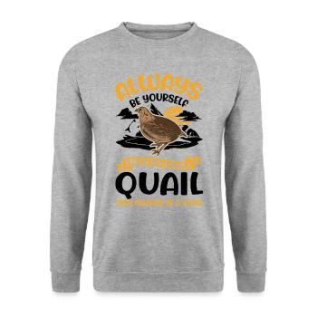 Always be yourself Quail Wachtel - Unisex Pullover - Weißgrau meliert - Vorne - Alina (178cm) & Michal (187cm)