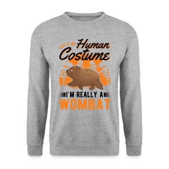 Wombat Human Costume Halloween - Unisex Pullover - Weißgrau meliert - Vorne - Alina (178cm) & Michal (187cm)