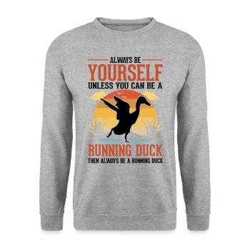 Indian Running Duck Gift Running Duck - Unisex Sweatshirt - salt & pepper - Front - Alina (178cm) & Michal (187cm)