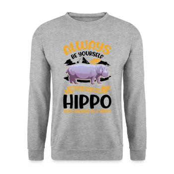 Always be yourself Hippo Nilpferd Flusspferd - Unisex Sweatshirt - salt & pepper - Front - Alina (178cm) & Michal (187cm)