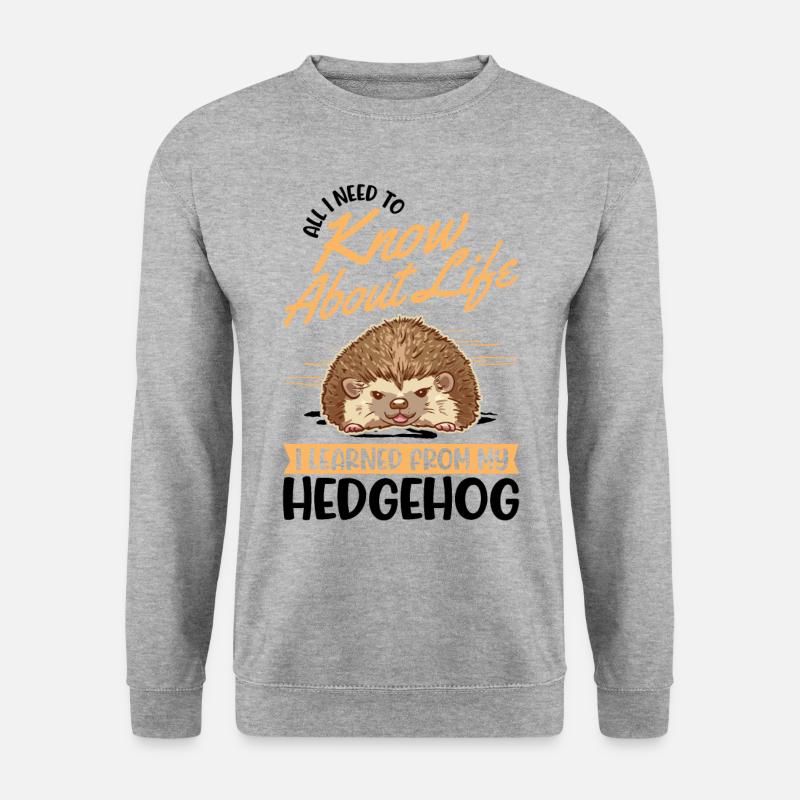 Igel Geschenk Stacheligel - Unisex Pullover - Weißgrau meliert