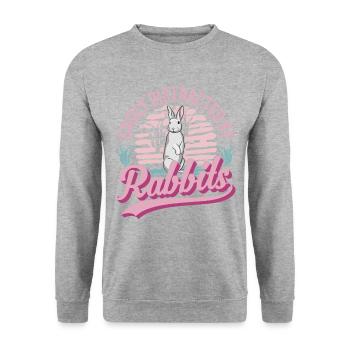 Easily distracted by Rabbits Rabbit - Unisex Sweatshirt - salt & pepper - Front - Alina (178cm) & Michal (187cm)