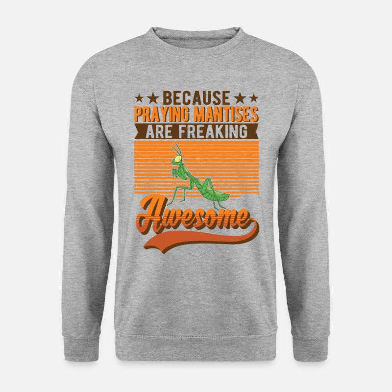Gottesanbeterin Fangschrecke Mantis - Unisex Pullover - Weißgrau meliert