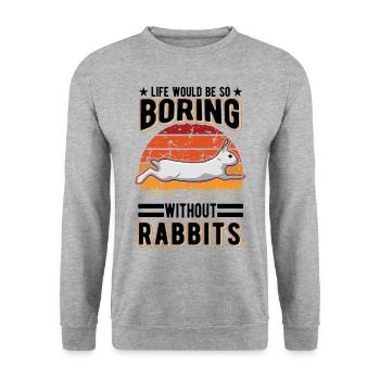 Kaninchen Geschenk Häschen Hase Kaninchen - Unisex Pullover - Weißgrau meliert - Vorne - Alina (178cm) & Michal (187cm)