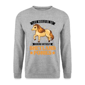 Shetland Pony Gift Shetty - Unisex Sweatshirt - salt & pepper - Front - Alina (178cm) & Michal (187cm)