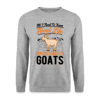 Ziege Ziegenhirte Geschenk - Unisex Pullover - Weißgrau meliert - Vorne - Alina (178cm) & Michal (187cm)