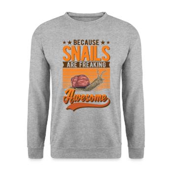 Schnecke Geschenk Weinbergschnecke - Unisex Pullover - Weißgrau meliert - Vorne - Alina (178cm) & Michal (187cm)