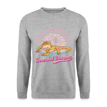 Facilement distrait par les dragons barbus Dragon barbu - Sweat-shirt Unisexe - gris chiné - Devant - Alina (178cm) & Michal (187cm)