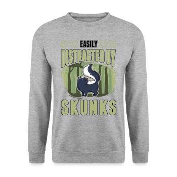 Facilement distrait par Skunks Skunk - Sweat-shirt Unisexe - gris chiné - Devant - Alina (178cm) & Michal (187cm)