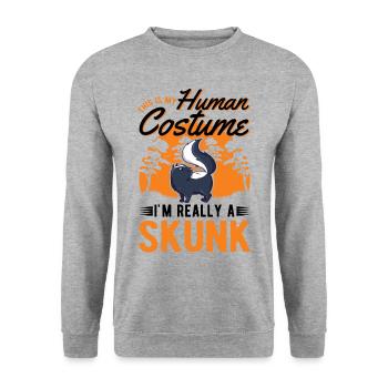 Stinktier Kostüm Halloween - Unisex Pullover - Weißgrau meliert - Vorne - Alina (178cm) & Michal (187cm)