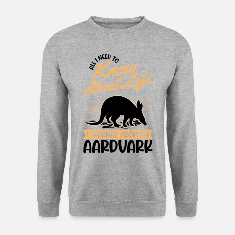 Erdferkel Geschenk Aardvark - Unisex Pullover - Weißgrau meliert