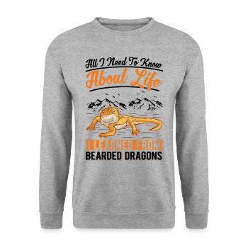 Bearded dragon Gift Pogona - Unisex Sweatshirt - salt & pepper - Front - Alina (178cm) & Michal (187cm)