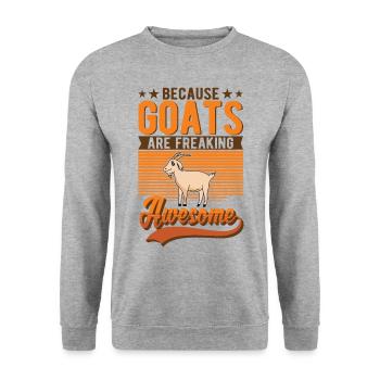 Ziege Ziegenhirte Geschenk - Unisex Pullover - Weißgrau meliert - Vorne - Alina (178cm) & Michal (187cm)