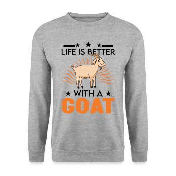 La vie est meilleure avec une chèvre - Sweat-shirt Unisexe - gris chiné - Devant - Alina (178cm) & Michal (187cm)