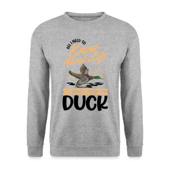 Éleveur de canards cadeaux de canard - Sweat-shirt Unisexe - gris chiné - Devant - Alina (178cm) & Michal (187cm)