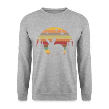 Lapin Rétro Lapin Lapin Vintage - Sweat-shirt Unisexe - gris chiné - Devant - Alina (178cm) & Michal (187cm)