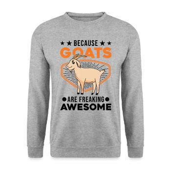 Ziege Ziegenhirte Geschenk - Unisex Pullover - Weißgrau meliert - Vorne - Alina (178cm) & Michal (187cm)