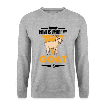 Zuhause ist wo meine Ziege ist Ziegenwirt - Unisex Pullover - Weißgrau meliert - Vorne - Alina (178cm) & Michal (187cm)