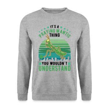 It's a Praying Mantis thing Gottesanbeterin - Unisex Pullover - Weißgrau meliert - Vorne - Alina (178cm) & Michal (187cm)