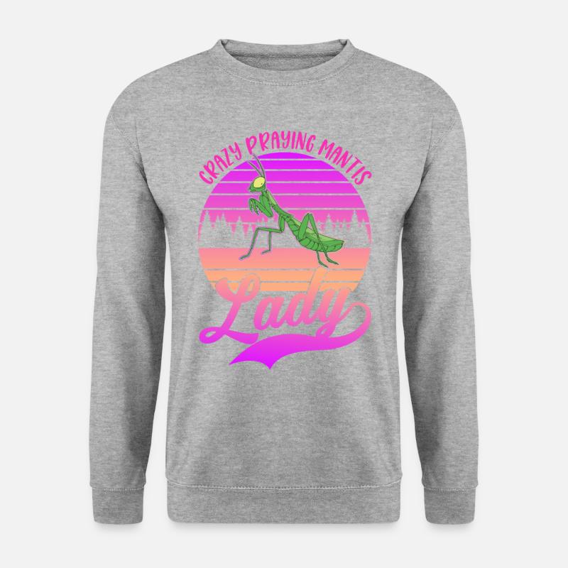 Verrückte Gottesanbeterin Frau - Unisex Pullover - Weißgrau meliert