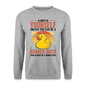 Soyez toujours vous-même Canard en caoutchouc Gummiente - Sweat-shirt Unisexe - gris chiné - Devant - Alina (178cm) & Michal (187cm)