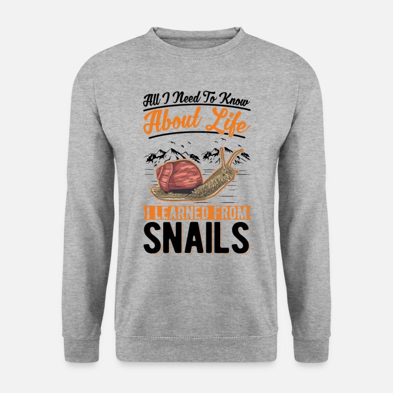 Schnecke Geschenk Weinbergschnecke - Unisex Pullover - Weißgrau meliert