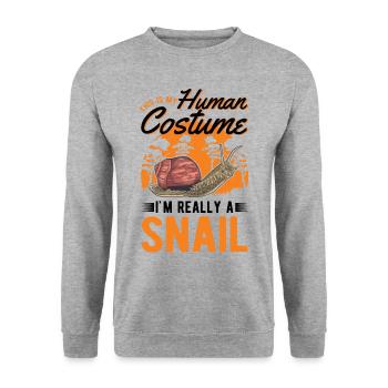 Schnecke Costume Humain Escargot Halloween - Sweat-shirt Unisexe - gris chiné - Devant - Alina (178cm) & Michal (187cm)