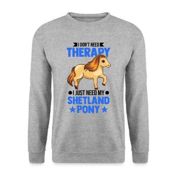 Shetlandpony Therapie Shetland-Pony Shetty - Unisex Pullover - Weißgrau meliert - Vorne - Alina (178cm) & Michal (187cm)