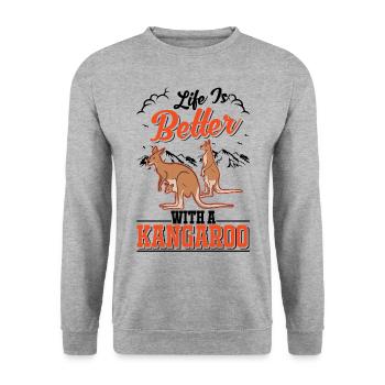 Life is better with kangaroos - Unisex Sweatshirt - salt & pepper - Front - Alina (178cm) & Michal (187cm)