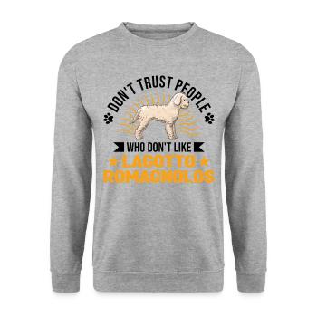 Lagotto Romagnolo Wasserhund - Unisex Pullover - Weißgrau meliert - Vorne - Alina (178cm) & Michal (187cm)