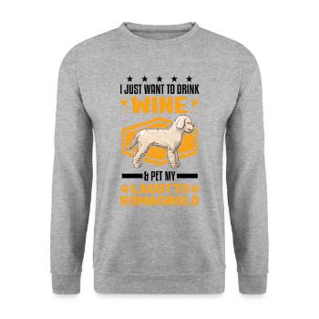 Lagotto Romagnolo et vin - Sweat-shirt Unisexe - gris chiné - Devant - Alina (178cm) & Michal (187cm)