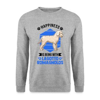 Lagotto Romagnolo Glück Wasserhund - Unisex Pullover - Weißgrau meliert - Vorne - Alina (178cm) & Michal (187cm)